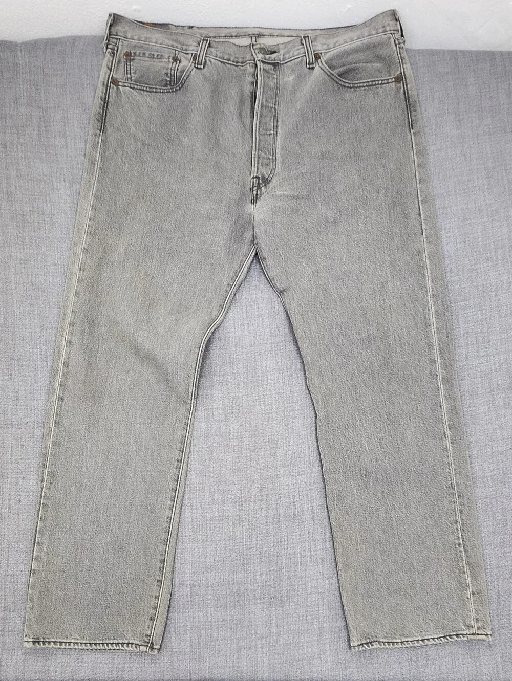 Levi's 501 Button Fly Grey Denim Jeans. 38 × 30
